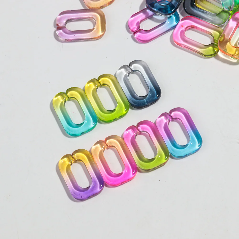 20 stücke Acryl 17x25mm quadratische Glieder kette zweifarbige transparente lose Perlen für Armband Halskette machen DIY Schmuck Zubehör