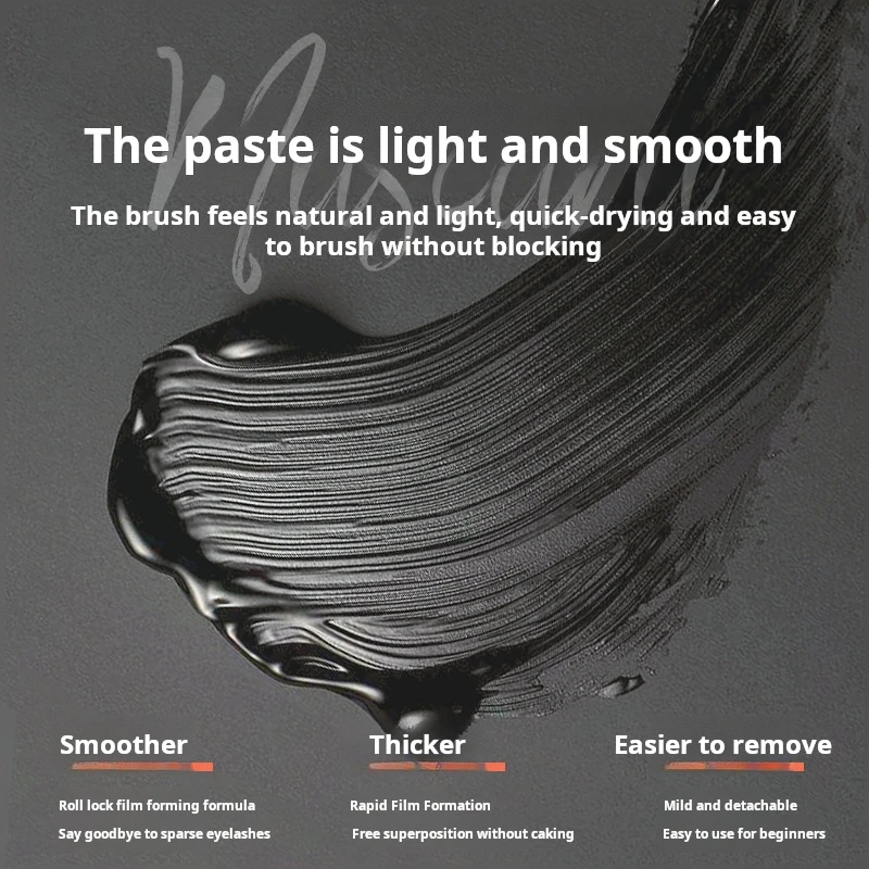 GECOMO Premium Lengthening Mascara with Unique 4Row Arc Brush Head for Precise Application and Voluminous Lashes