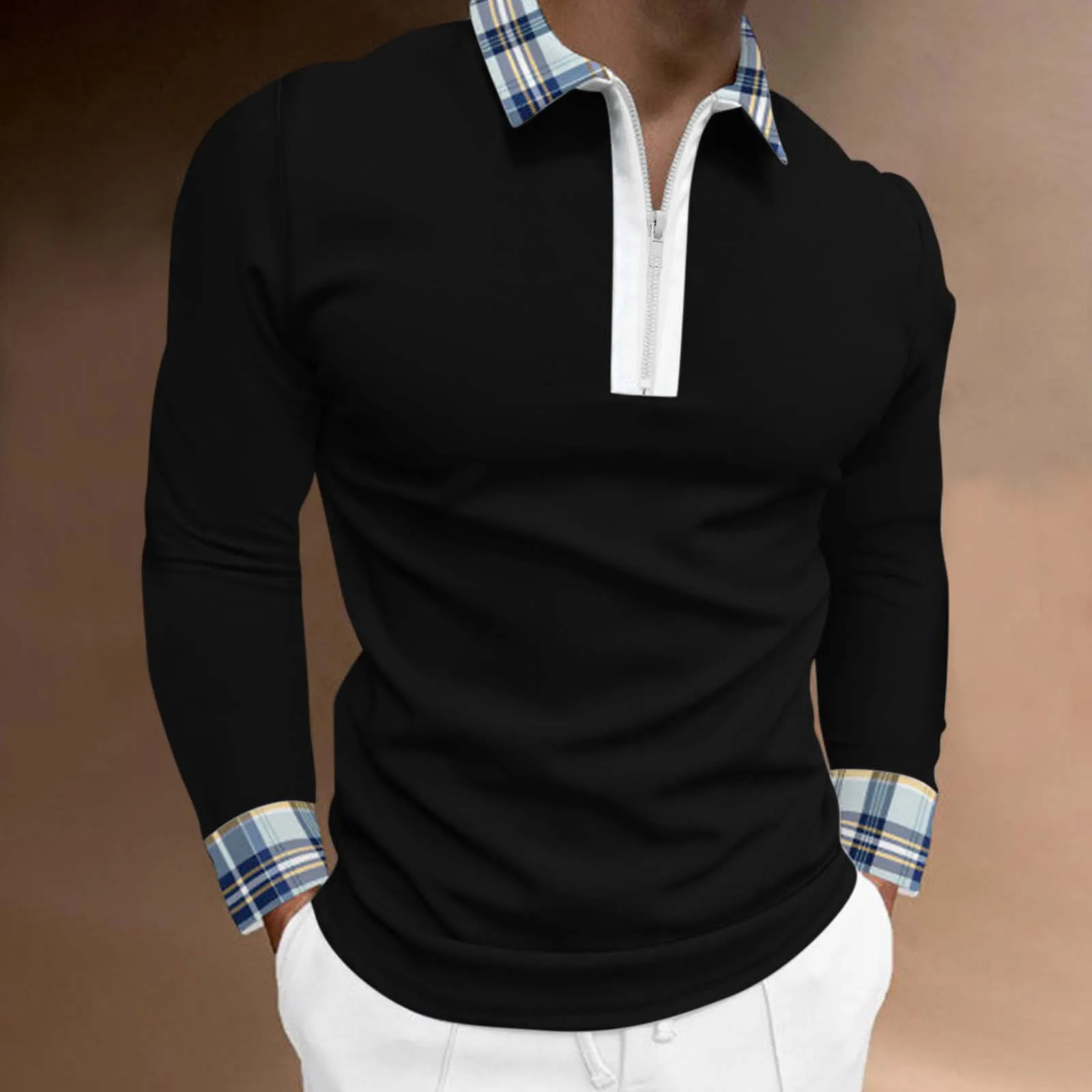 Solid Polo Shirts Men Elegant 2022 New Fashion Casual Turn Down Collar Long Sleeve Tops T Shirt Autumn Men'S Slim Polo Shirt