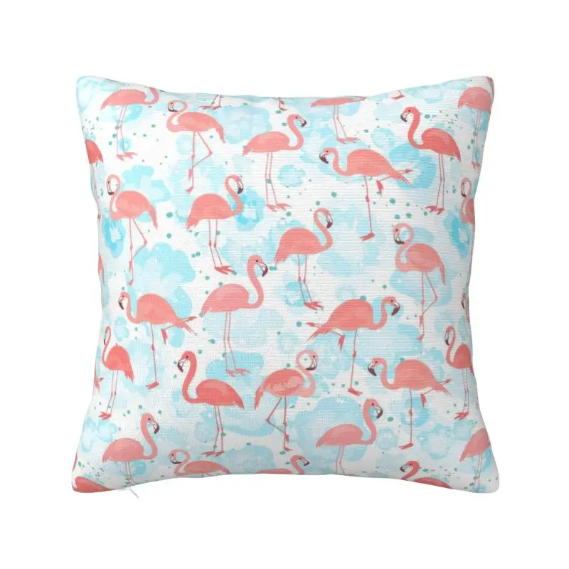 Seamless Pattern With Pink Flamingo Pillow Cover Home Decor Cushion Case Throw Pillow for Living Room Double-sided Printing