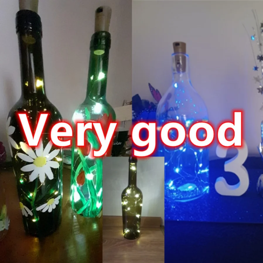 LED Christmas copper wire string lights wine bottle cork string lights holiday decoration garland wine bottle fairy lights