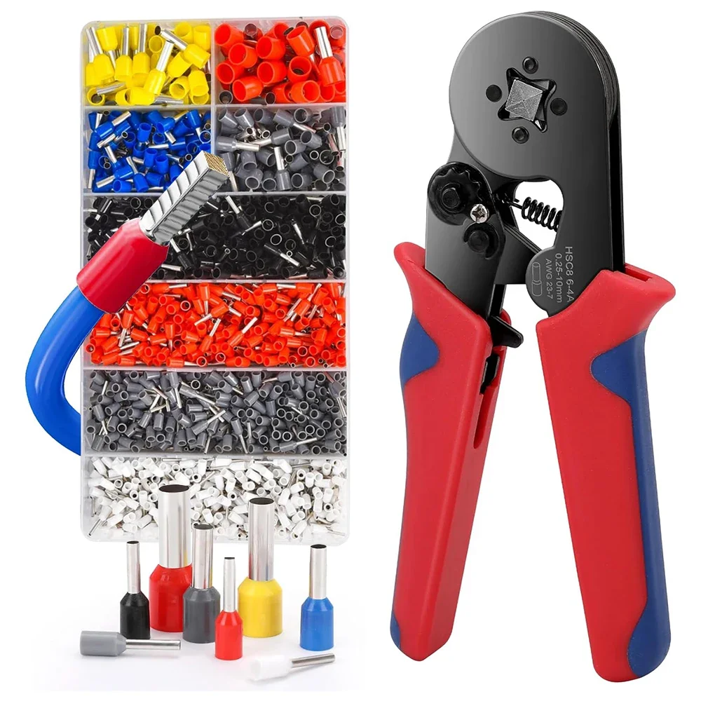 1800PCS 0.25-10mm² Terminals Set For Ferrule AWG 23-7 Wire End Ferrule Wire Crimp Pin Connectors Wiring Ferrule Crimping Pliers