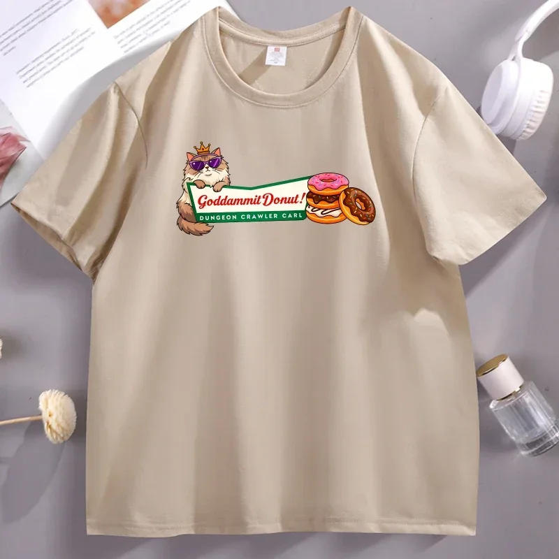 Princess Donut T Shirt Dungeon Crawler Carl T-shirt Cat Lover Graphic T Shirts Funny Cotton Comfortable Short Sleeve Clothes