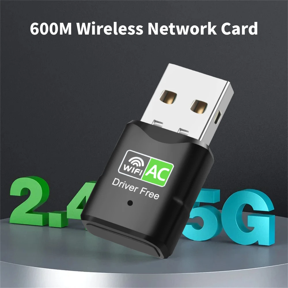 Двухдиапазонный USB Wi-Fi адаптер 600 Мбит/с AC600 5,8 ГГц 2,4 ГГц Wi-Fi ПК Мини компьютер сетевая карта приемник 802.11b/n/g/ac