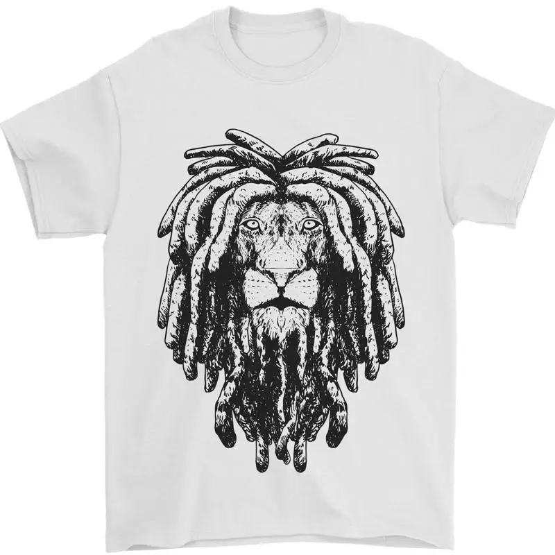 

Мужская футболка A Rasta Lion с дредами, ямайская регги, 100% хлопок