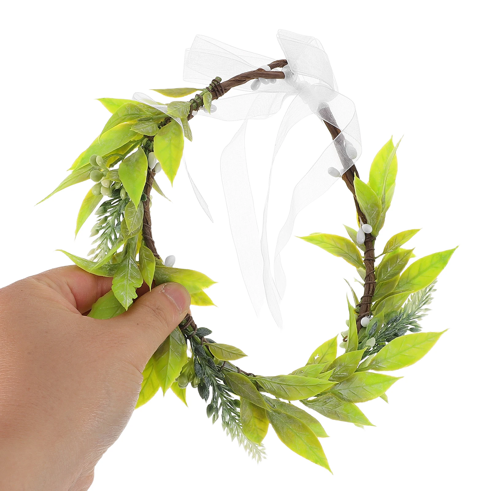

Simulated Green Leaf Wreath Eucalyptus Headband Crown Kids Floral Hair Accessories Girls Boho Wedding Party Photoshoot