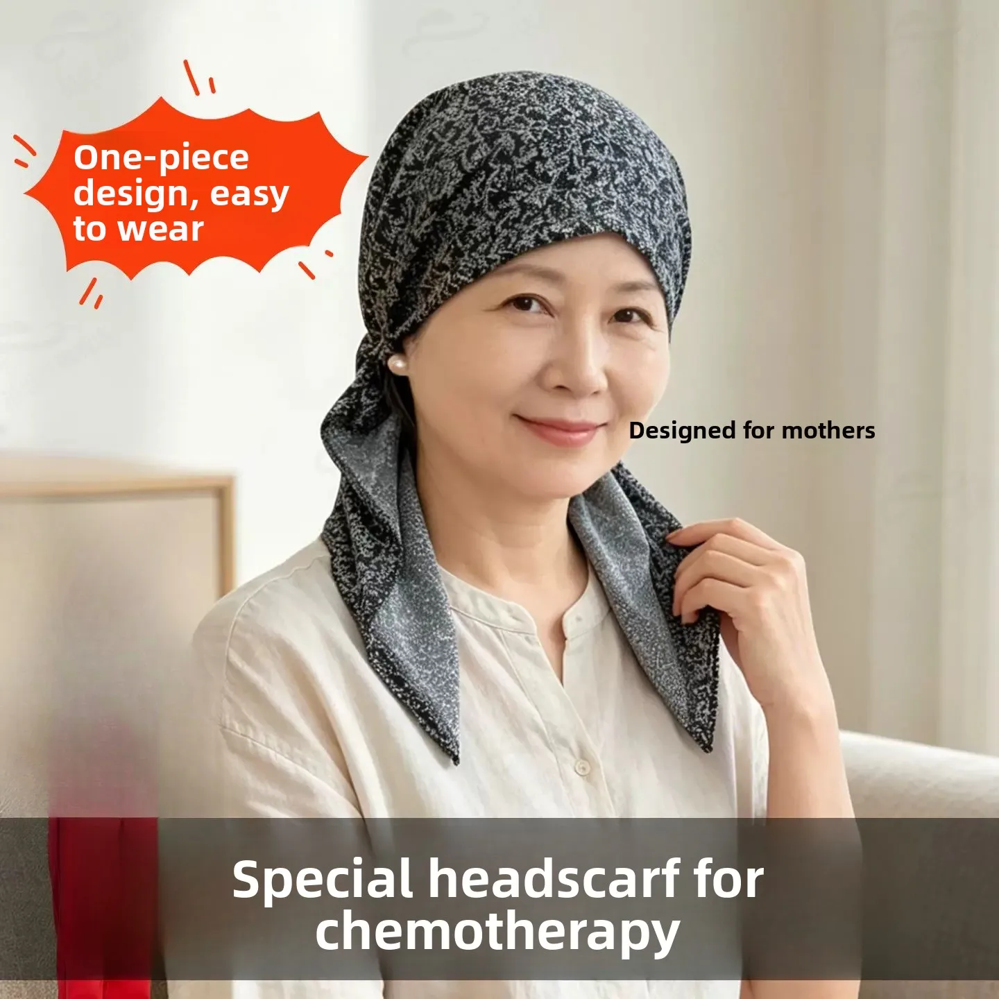 Women's Thin Summer Bald Cap Headscarf Headset Postoperative Special Suitable Flower Pattern Breathable Foldable Hat