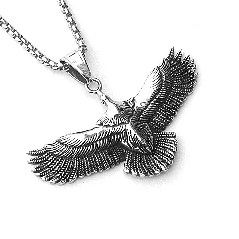 

Retro Punk Eagle Pendant Nelace Stainl Steel Titanium Polied Blaened Cross-Border Faion Jewelry ex Snake Chain
