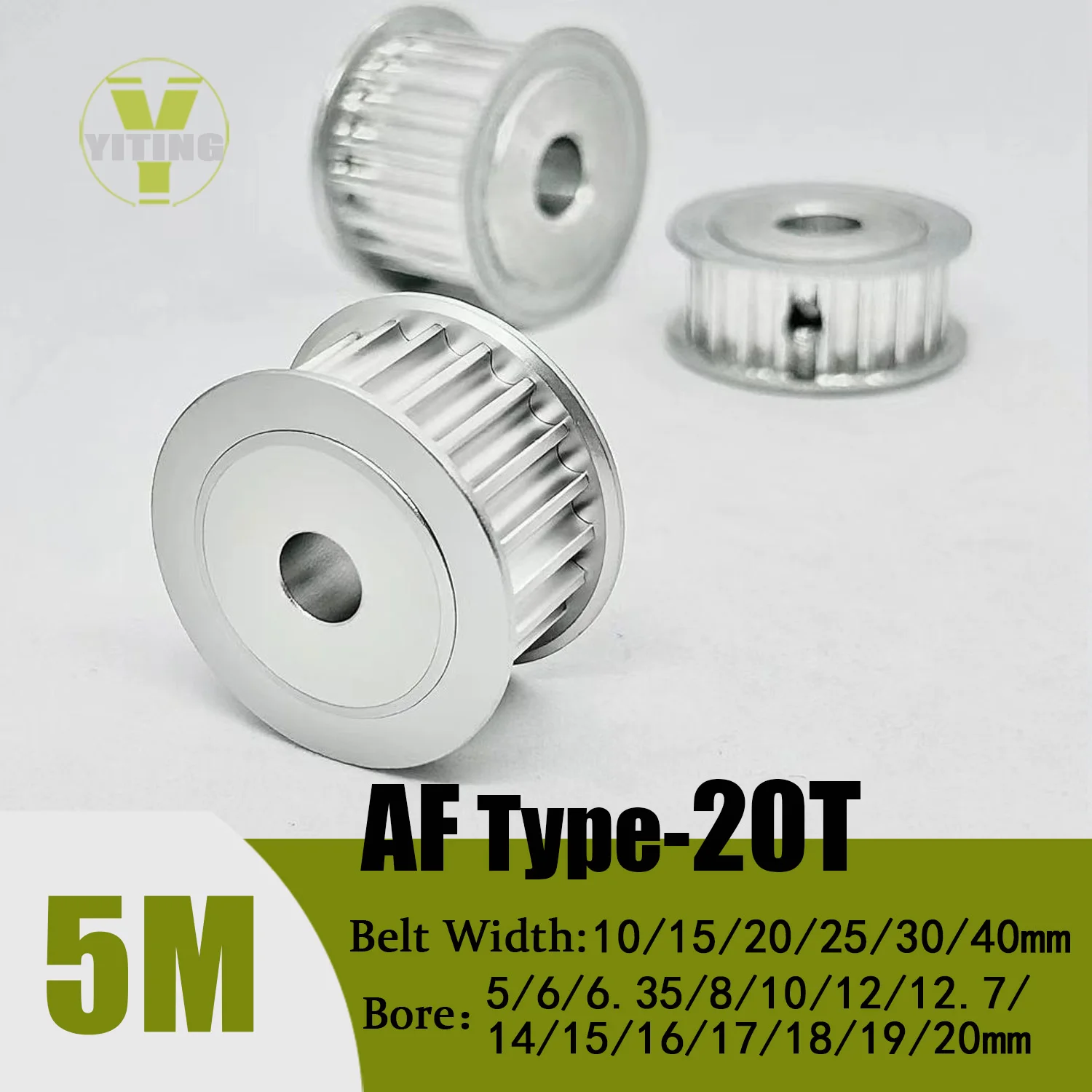 HTD5M 20 Teeth Timing Pulley AF Belt Width 10/15/20/25/30/40mm Bore 5/6/6.35/8/10/12/12.7/14/15/16/17/18/19/20mm Gear Wheel Pull