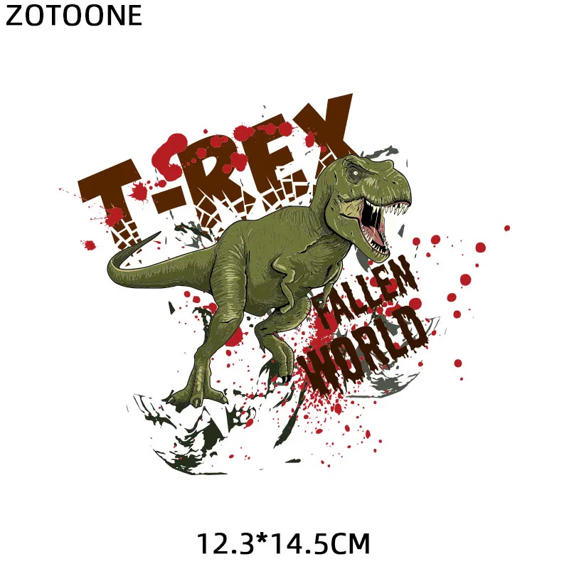 Dinosaur Clothing Stickers Diy Heat Transfers Iron on Patches for Clothes Boy Girl T-shirt Appliques Decoration Custom Patch Q