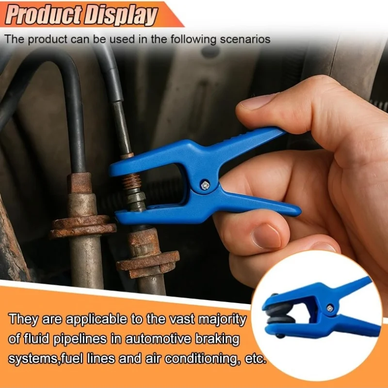 7PCS Fuel & Brake Line Clamp Set, Universal Car & Motorcycle Hose Stopper, Leak Repair Tool with Color-Coded Connectors