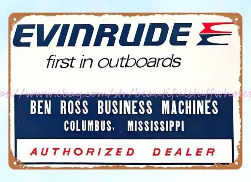 Evinrude Outboard Dealer boating motor metal tin sign office cantine wall art