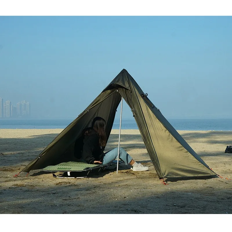 Waterproof camping double tent set single firewood stove Indian gold characters