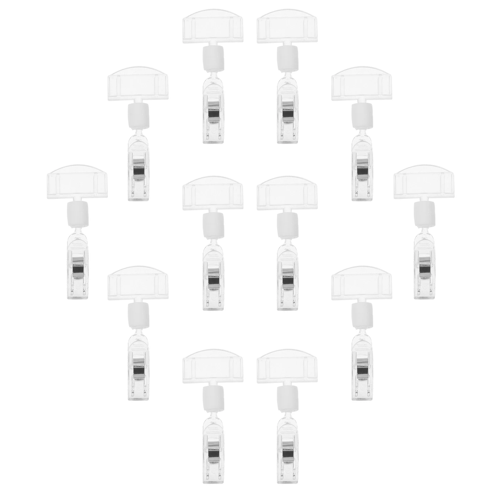 

12pcs Advertising Clips Rotatable Design for Cylindrical Objects Plates Price Tag Holder Merchandise Display Name Card Signs