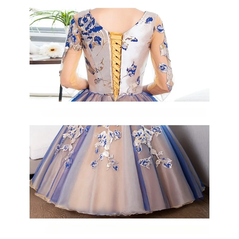 2025 Nuevo vestido de novia bordado colorido para mujer, vestido de noche, puesta en escena con sonido de moda, examen de arte, falda con colgante grande