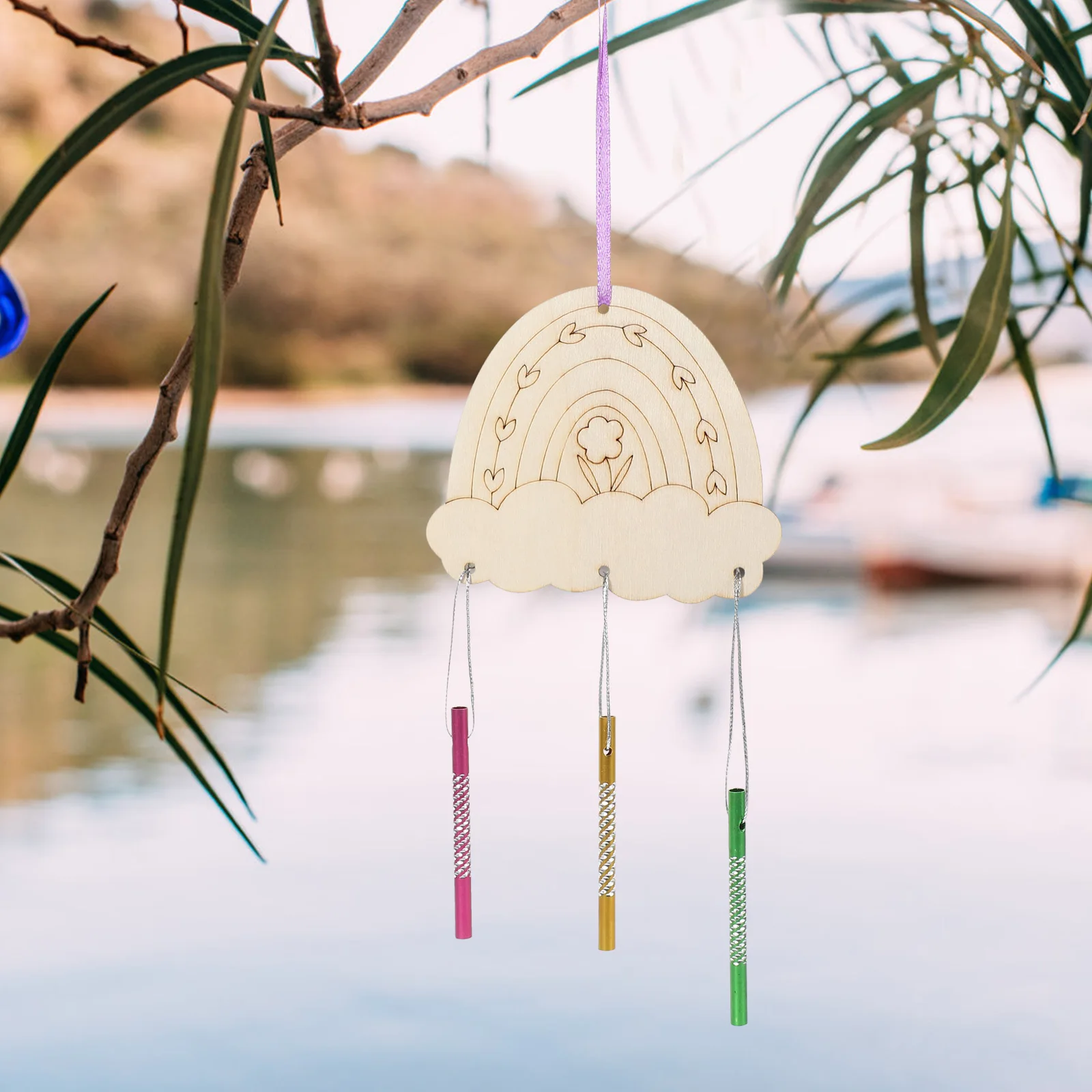 

DIY Wood Wind Chimes Kit Unfinished Wooden Bell Decor Hanging Crafts Supplies Outdoor Garden Party Decorations