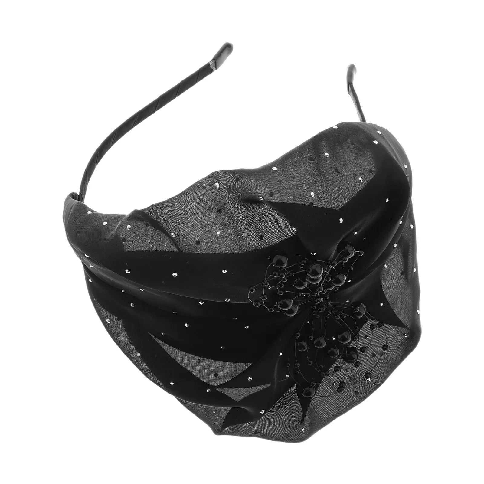 

Fascinator Headband for Women Elegant Half Hat Design Dot Pattern Comfortable Breathable Wedding Bridal Party Festival Tea Party