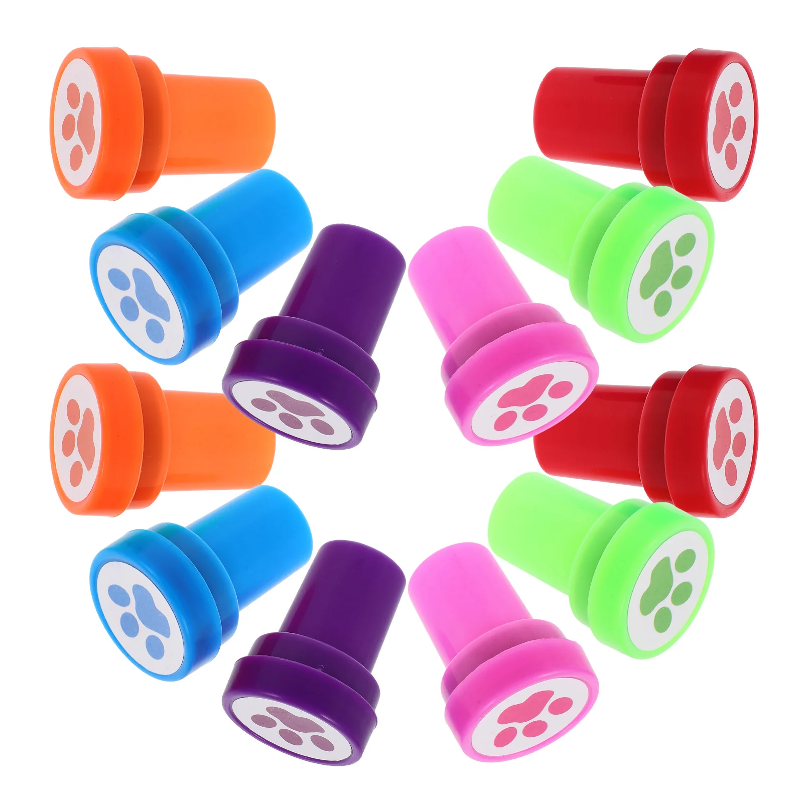 12 Pcs Number DIY Dog Paw Stamp Child Ink Stamps for Kids Plastic Print Ornament