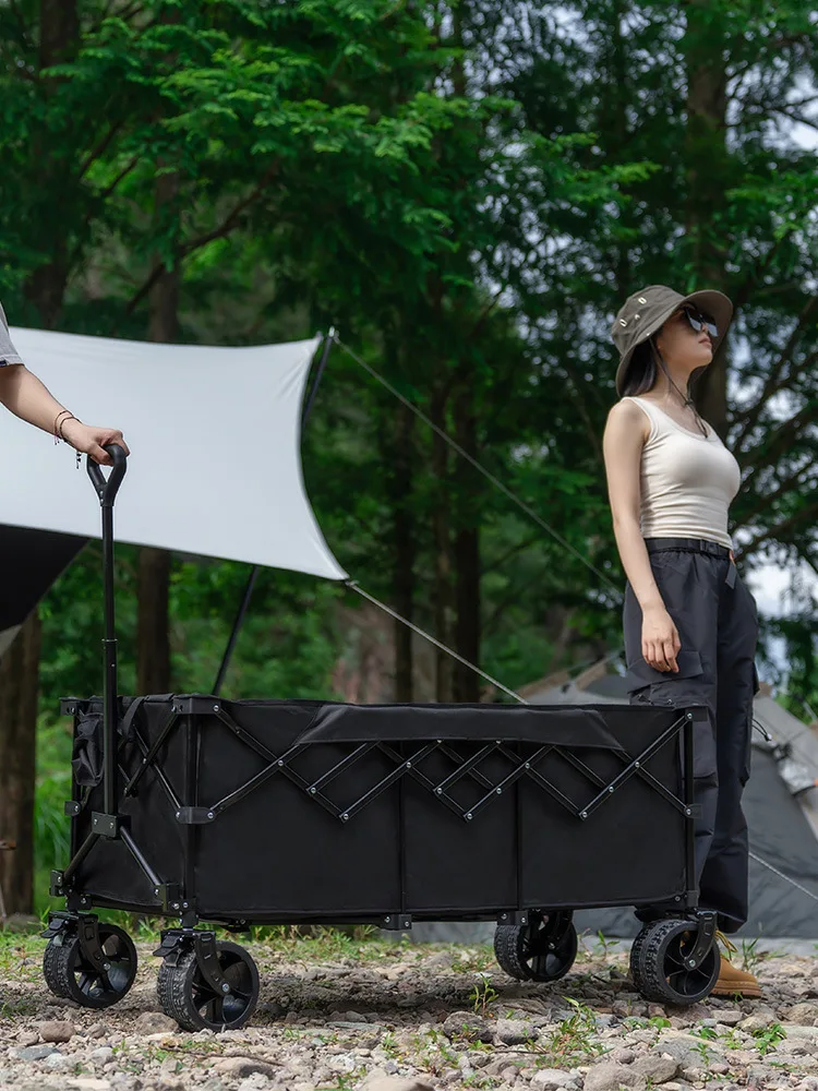 PoeticExist نزهة تروللي الكهربائية في الهواء الطلق فائدة عجلات كبيرة المحمولة للطي مريحة للطي عربة التخييم عربة