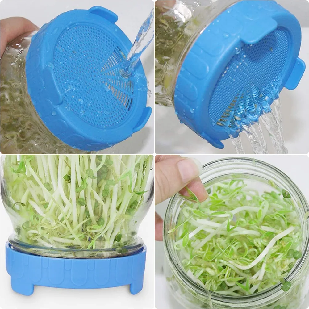 Wide Mouth Plastic Mason Jar Sprouting Lid Food Grade Mesh Sprout Cover Dropshipping Seed Crop Germination for   plant