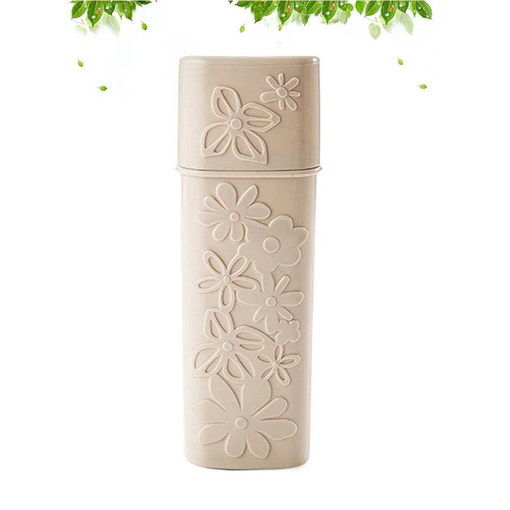 1 قطعة تخزين السفر لفرشاة الأسنان معجون الأسنان أنبوب بلاستيكي خفيف الوزن علبة فرشاة الأسنان البلاستيكية زهرة طباعة البيج