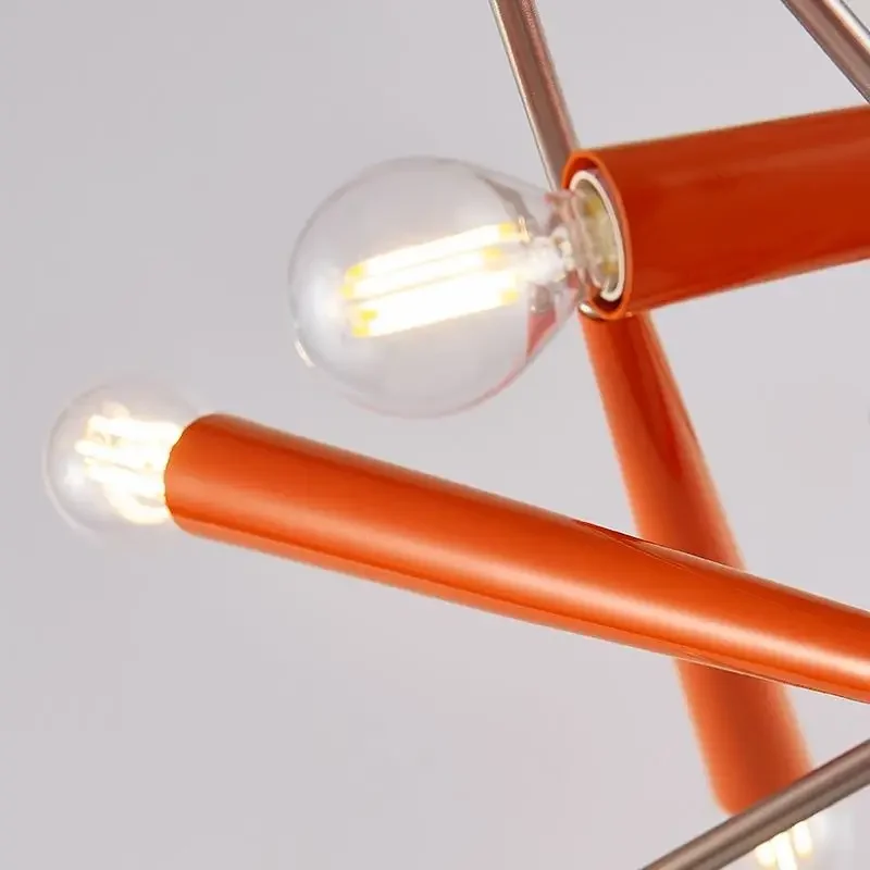 Designer Orange Chandelier Living Room Mid Century Lighting For Villa Dining Room Bedroom Shop Decor Art LED Sputnik Chandelier