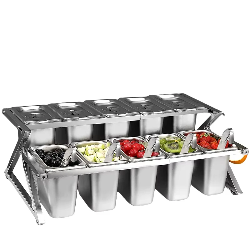 Stainless steel modern bar accessories, fruit salad preparation table, non-slip design