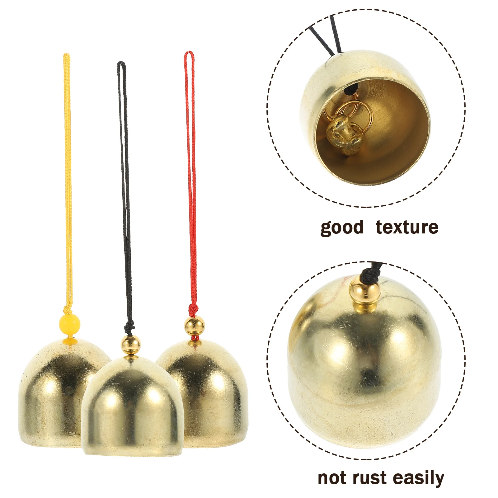 

12Pcs Christmas Bells Copper Small Craft Decorations Hanging Fengshui Bells Golden Ornaments for Trees Outdoor