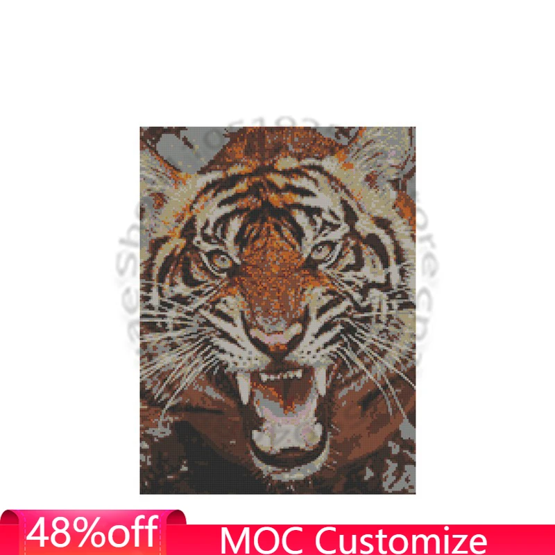 

30000 PCS Romantic tiger MOC Customize Modular Building Block Creative Design Design Simple Popular Model DIY Assembly Toy Gift