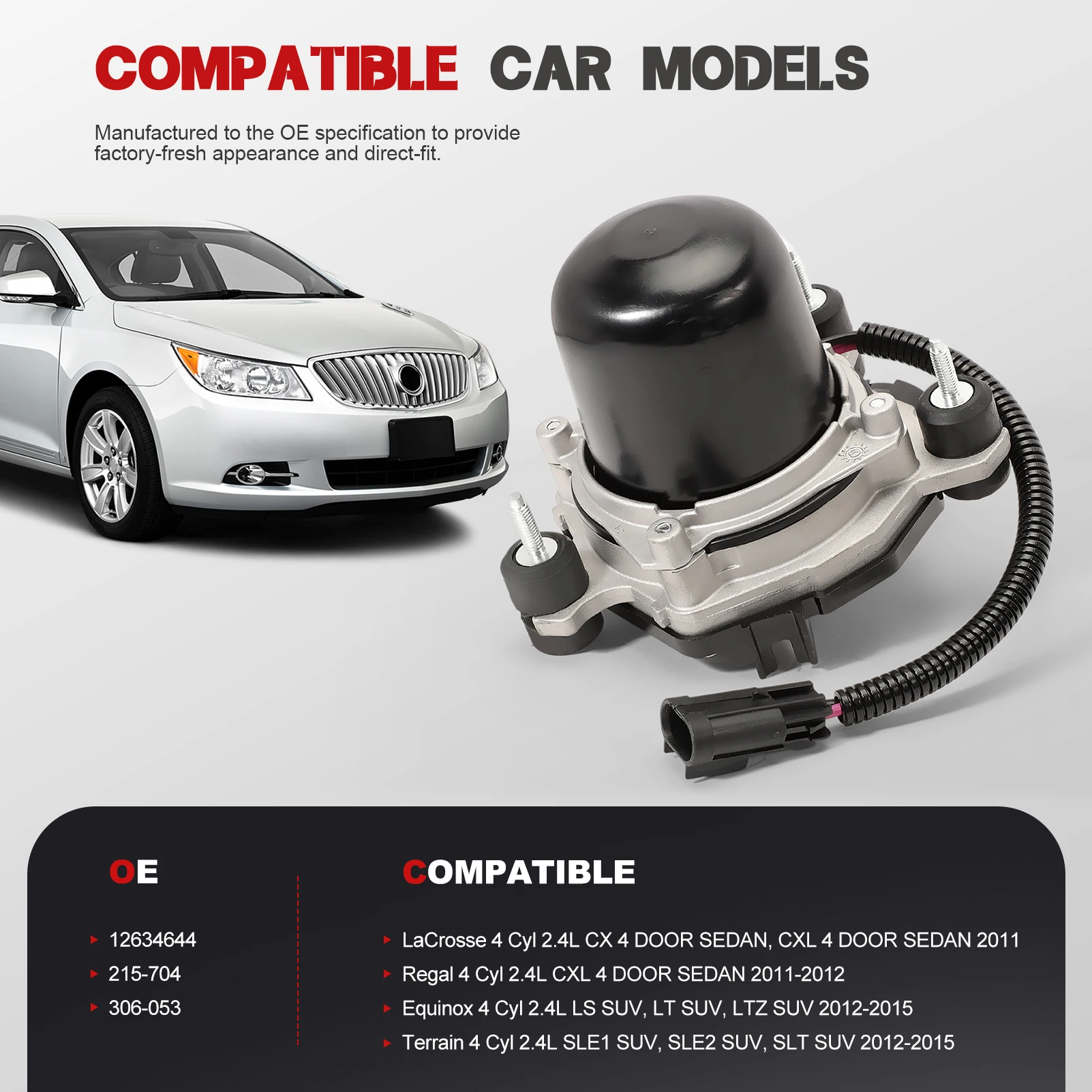 

Secondary Air Injection Pump Without Bracket For Regal, Lacrosse Equinox Terrain 4 Cyl 2.4L 2011-2015 12634644 215-704 306-053