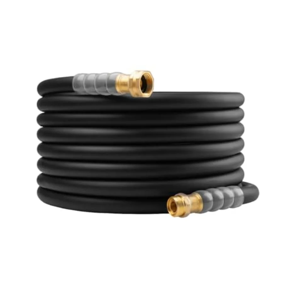 

Усиленный садовый шланг премиум-класса, 25 футов x 5/8 дюйма, 300 фунтов на кв. дюйм (рабочое давление), 1000 фунтов на кв. дюйм (максимальное давление), гибридный резиновый шланг для воды с прозрачным поворотным соединением