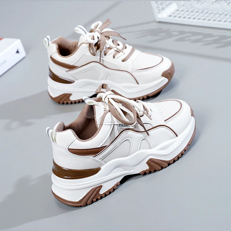 Korean Version New Dad Shoes Women's 2023 Spring Student Versatile Sports Shoes Women's Casual Thick Sole Elevated Shoes
