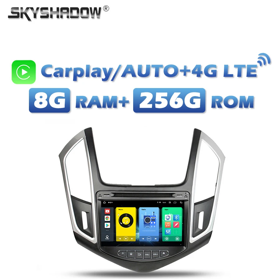 

720P 4G SIM Wireless Carplay Auto Android 13.0 8G+256G Car DVD Player Wifi Bluetooth RDS RADIO GPS For Chevrolet CRUZE 2013-2015