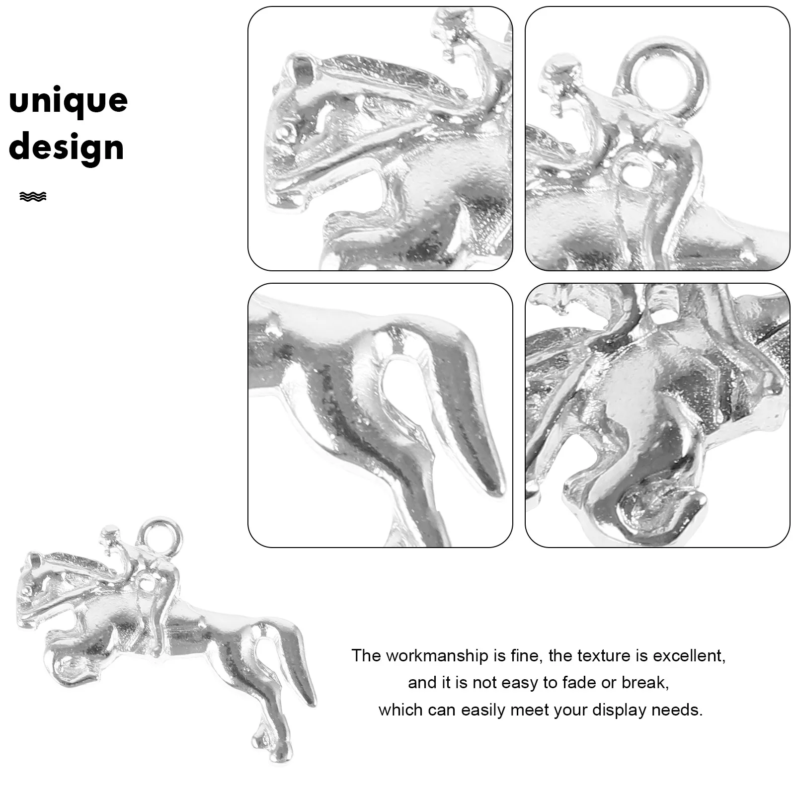 

4pcs Pendant Zinc Alloy Lucky Charm Keychain Diy Jewelry Decorative Accessories Small Horse Pendant For Necklace