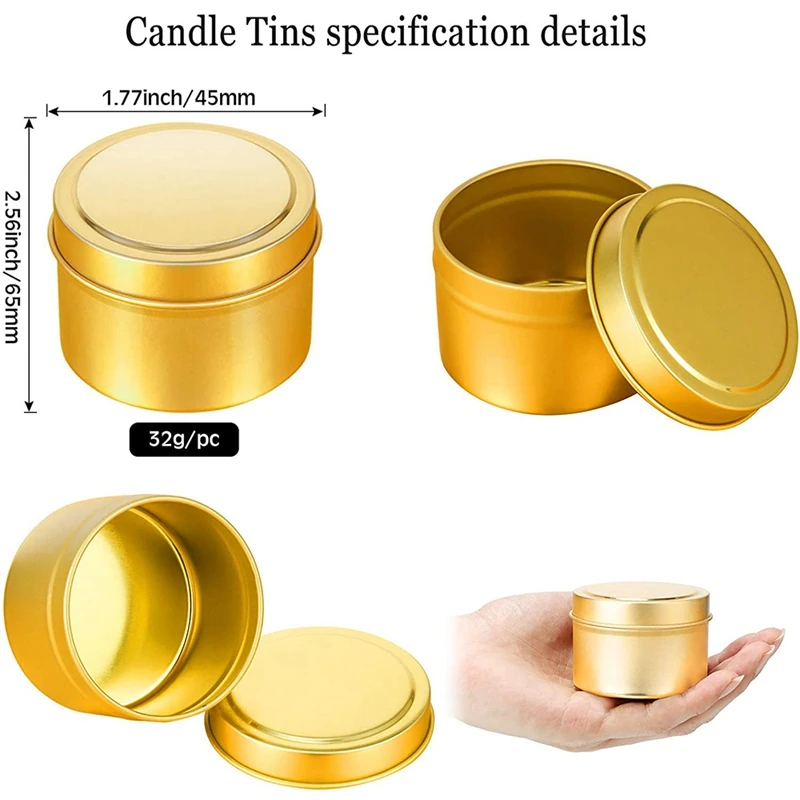 24 Pieces Candle Tins 4 Oz Candle Jars, Metal Tin Cans DIY Candle Empty Tins Round Candle Containers For Candle Making