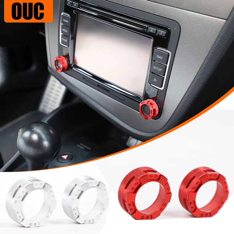 

Aluminum Alloy Red Car Central Control Multimedia Volume Knob Cover Trim Ring For SEAT Leon 2008-2012 Interior Accessories