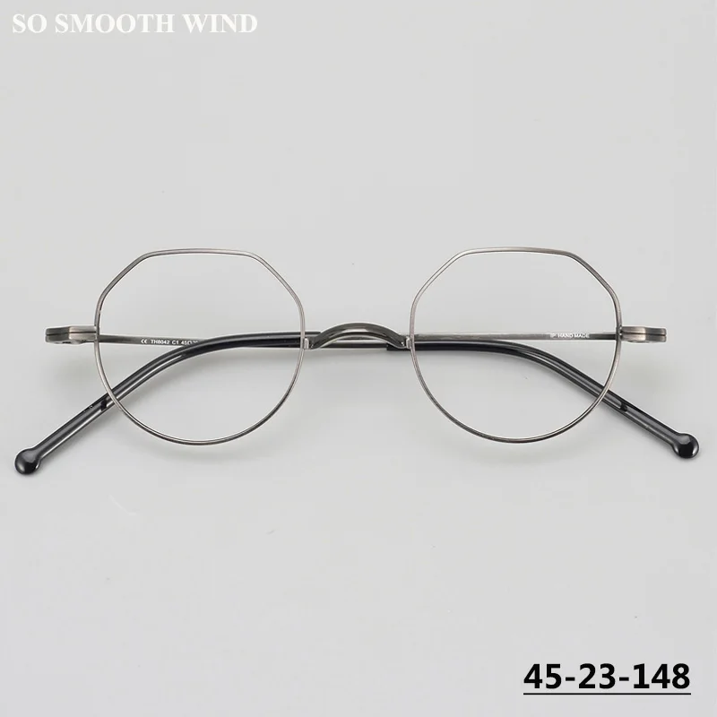 

Сверхлегкие титановые многоугольные круглые оправы без носовых подушечек, очки для мужчин и женщин, брендовые очки, тонкие очки, японские очки в стиле ретро