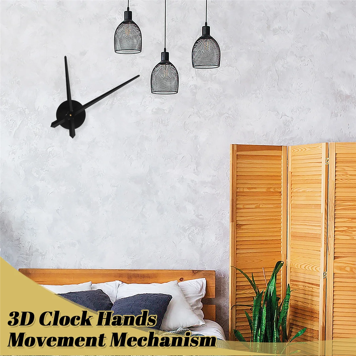 Aiguilles d'horloge 3D noires, grand mécanisme de mouvement d'horloge bricolage, pièces de rechange pour accessoires muraux