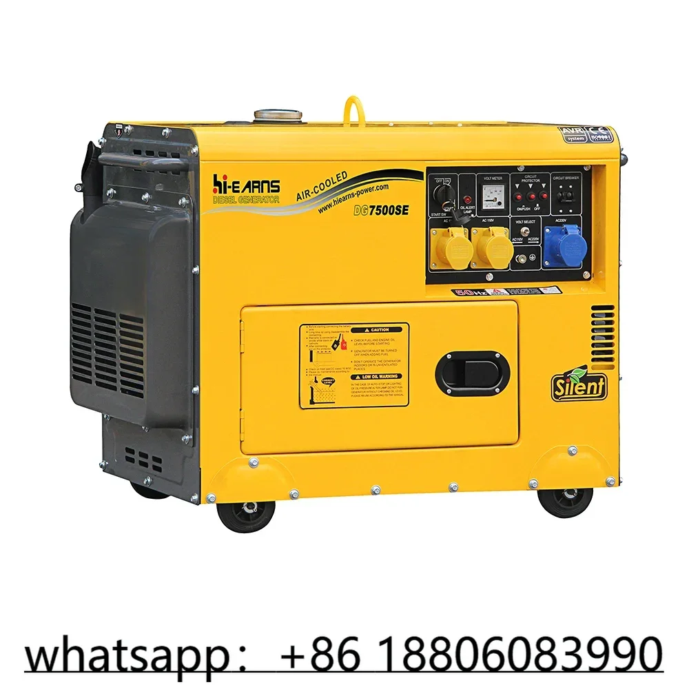 5KW 6KW 7KW 50HZ 110V 220V dual voltage single phase air cooled silent type die·sel generator with CEE 32A socket and plug