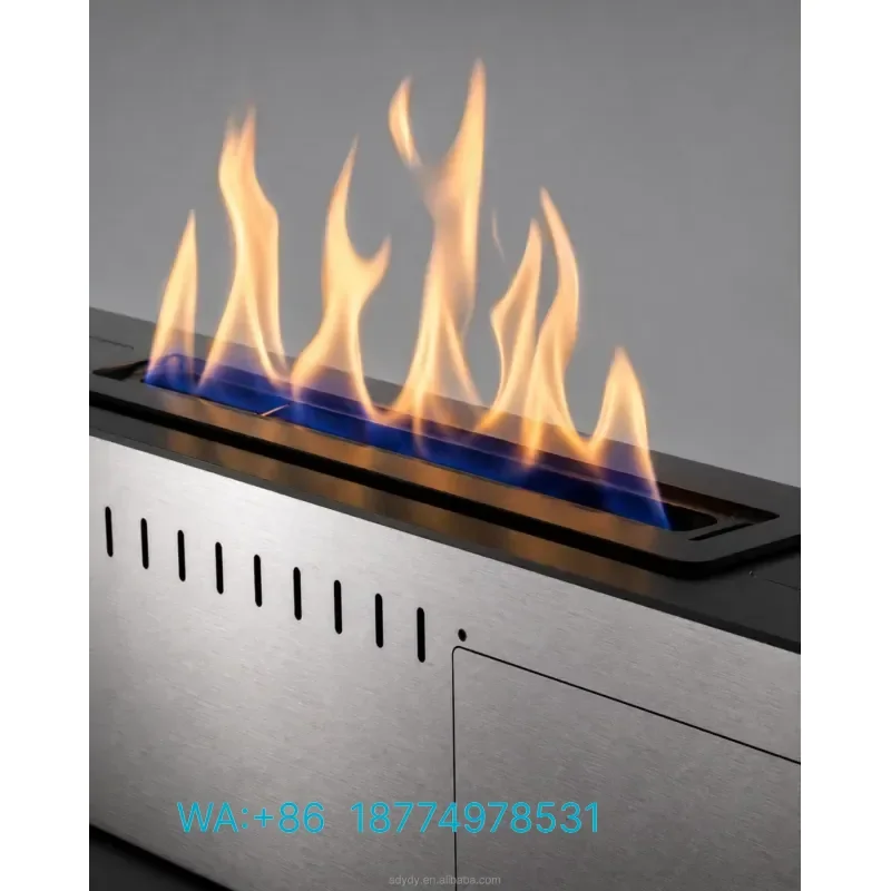 Stainless Steel Bioethanol Fireplace Insert Manual Decorative Heating 1575x193x114mm for Indoor Living Room