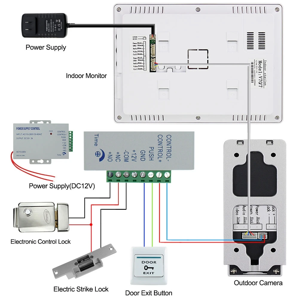 7 Inch Wired Video Doorbell Intercom 800TVL Waterproof Outdoor HD Camera IP55 Doorphone Interphone Systems for Home Apartment