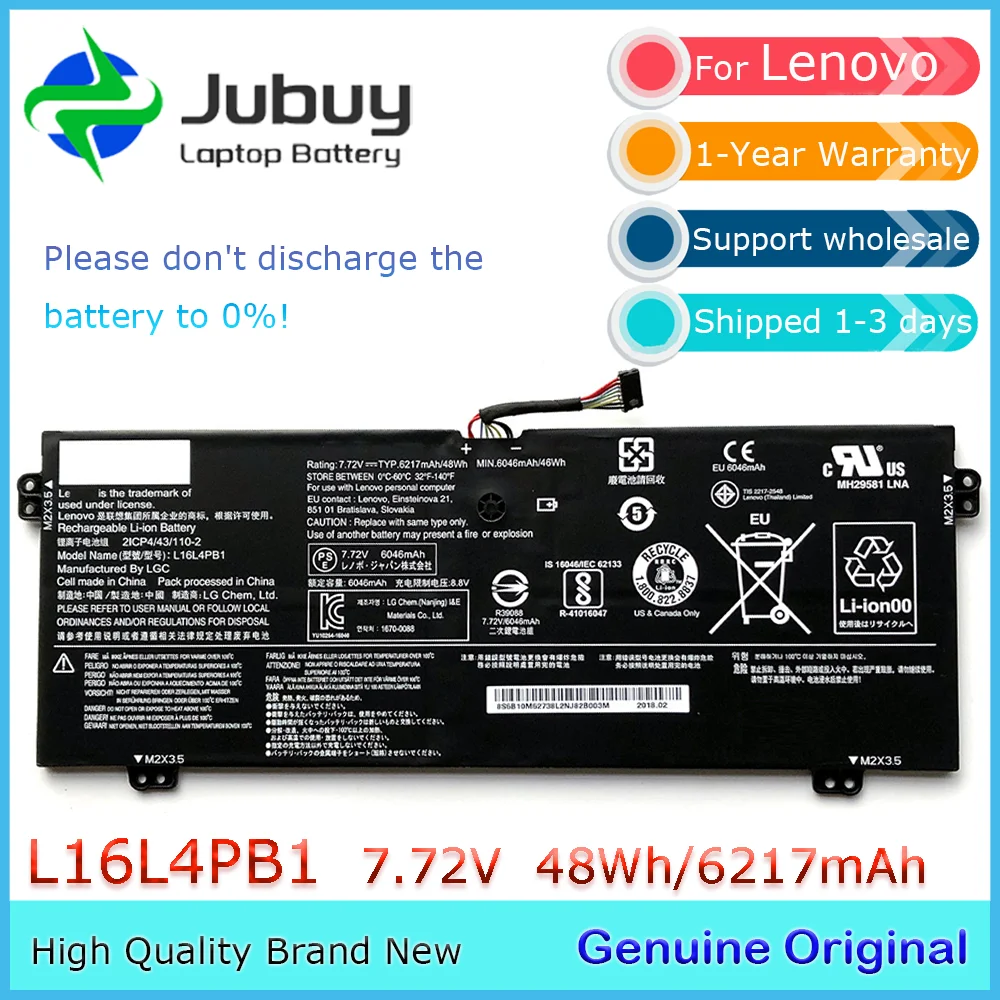 L16L4PB1 7.72V 48Wh Original Laptop Battery for Lenovo Yoga 720-13IKB 730-13IKB L16C4PB1 L16M4PB1 5B10M52740