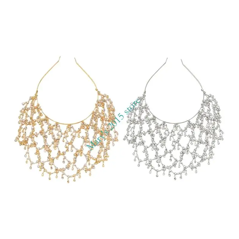 

Elegant Crystal Hair Chain With Sparkling Rhinestones Headcover For Women Girl Parties Weddings And Evening Banquet