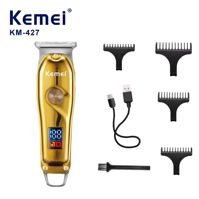 

Kemei USB электрический триммер для волос перезаряжаемая бритва со светодиодным цифровым дисплеем Беспроводная регулируемая машинка для стрижки волос KM-427