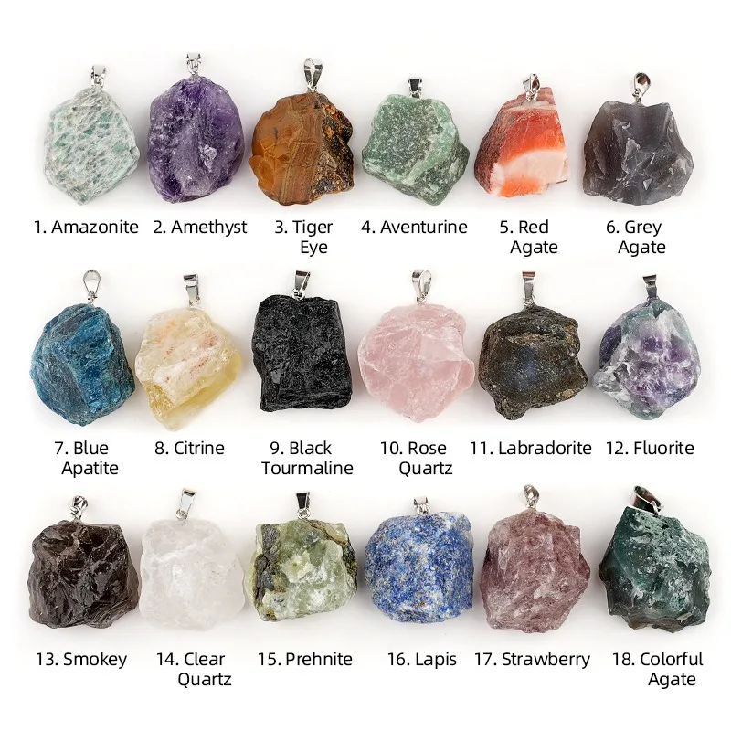 6pcs/lot Big Size Natural Raw Crystal Pendant Amethyst Rose Quartz Citrine White Quartz Unpolished Healing Stone Jewelry Making