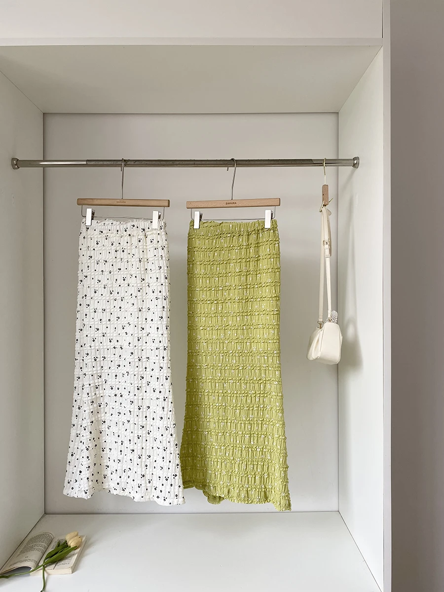Falda midi elástica de cintura alta con estampado floral estilo coreano, novedad de verano 2025, falda ajustada para mujer, m...