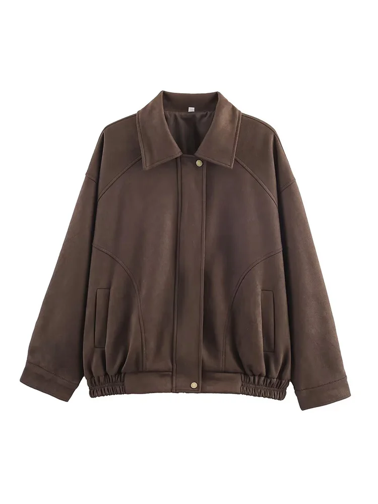 HH mujer moda bolsillos estilo callejero chaqueta con botones otoño mujeres cremallera mangas largas cuello vuelto sólido 4 colores abrigos de piloto