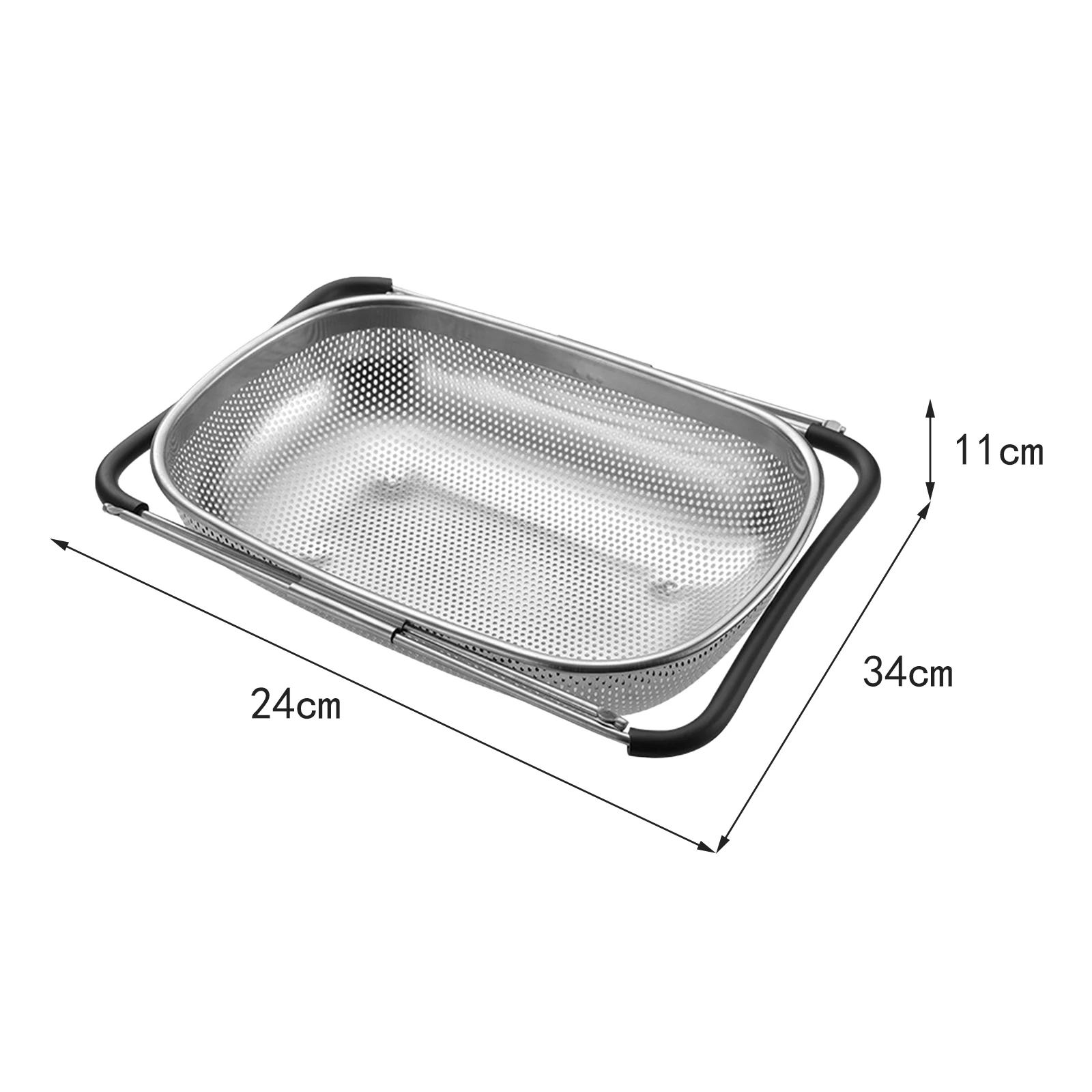 Over the Sink Colander Strainer Basket Extendable Colander Stainless Steel,Suitable for Wash Vegetables and Fruits