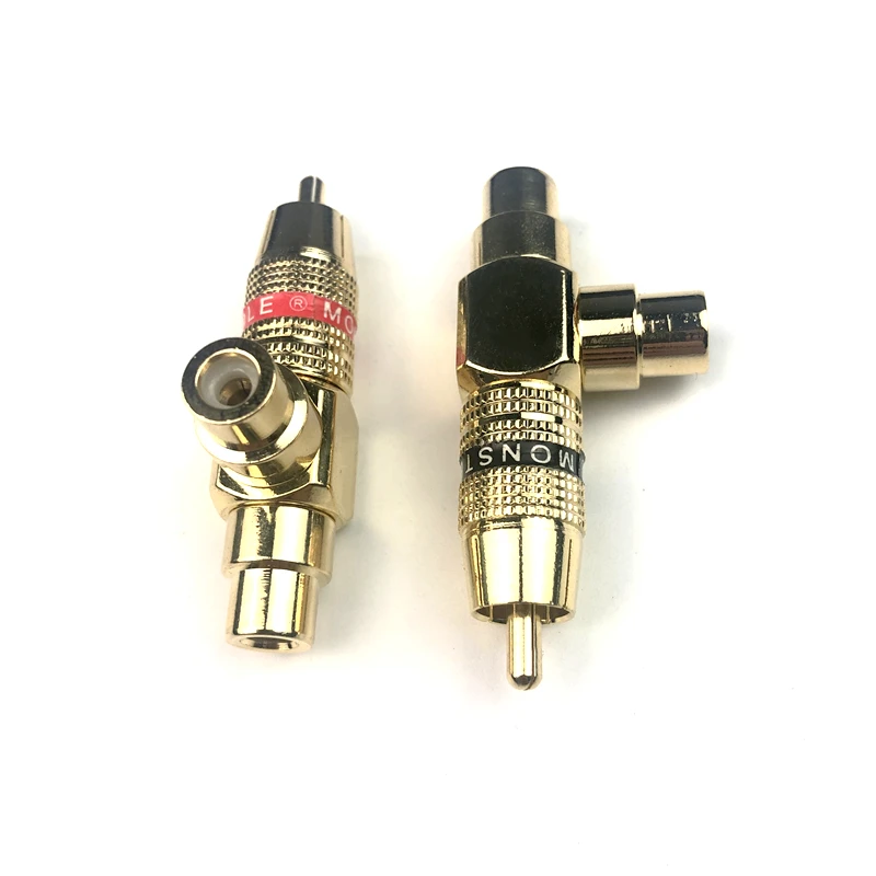 HIFI Copper Audio Splitter RCA Plug 1 Male To 2 Female AV Cable Socket Connector Adapter