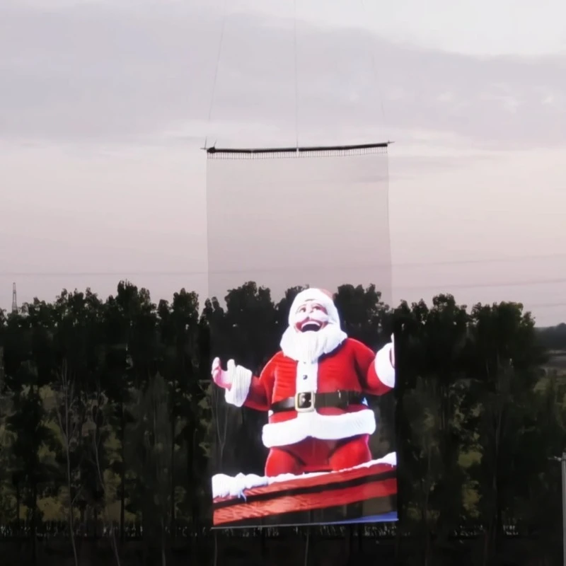 Flexible Sky Fly Flag LED Advertisement Screen P15 P20 P25 Transparent Flying LED Display  Text Hoisting Outdoor Events